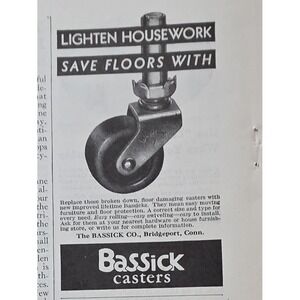 Vintage 1932 Bassick Casters for Furniture & Flooring Protection - Print Ad